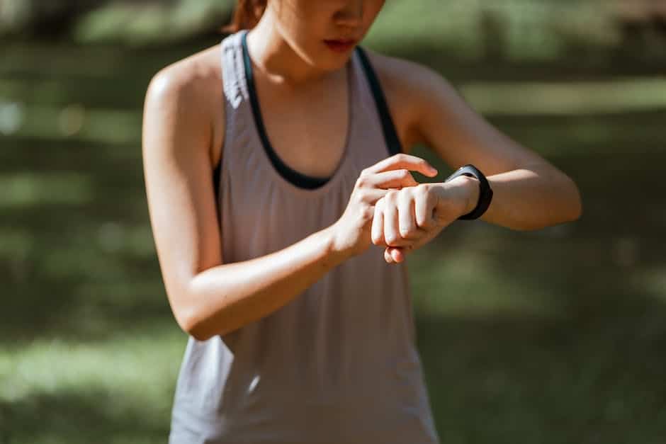 Image of a next-gen fitness tracker device showcasing various fitness and health features