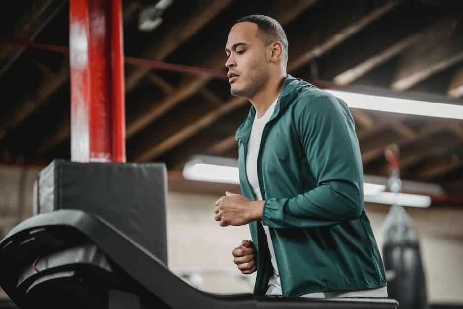 A person running on a treadmill with a determination to lose weight